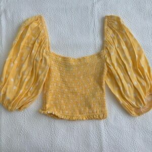 forever 21 yellow polka dot puff sleeve